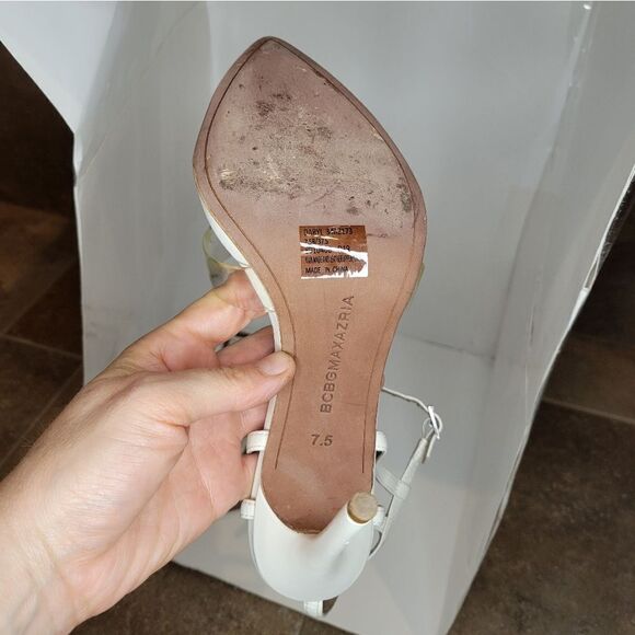 BCBGMAXAZRIA DARYL IVORY HIGH HEEL SANDALS. - Picture 6 of 12